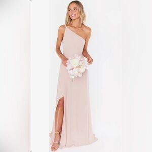 SHOW ME YOUR MUMU Shannon One Shoulder Dress Dusty Blush Crisp Bridesmaid Sz S